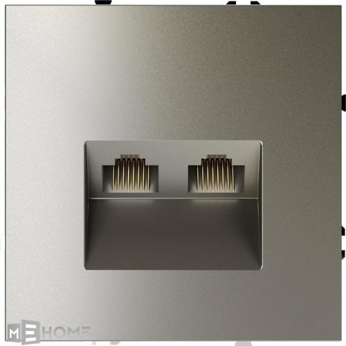 Фото Розетка компьютерная двойная RJ45+RJ45 встраиваемая Voltum S70, шелк, VLS060204