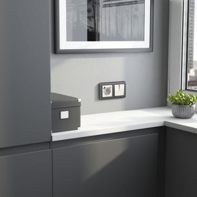 Фото Выключатель двухклавишный проходной с подсветкой Werkel W1122113 перламутровый рифленый