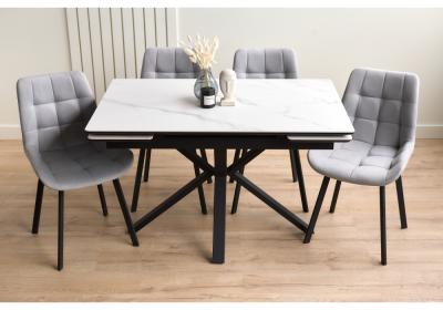 Фото Керамический стол Notta Старлайт 120(180) snow alpin / черный