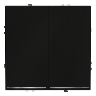 Фото Выключатель встраиваемый двухклавишный с подсветкой Voltum S70, черный матовый, VLS020208