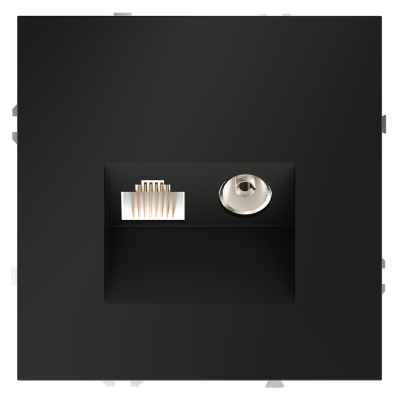 Фото Розетка ТВ+Ethernet RJ-45 кат.6 Voltum S70 VLS060708, черный матовый