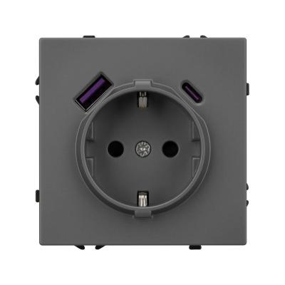 Фото Розетка с USB Type A+C Arlight Nobe 054287 серый