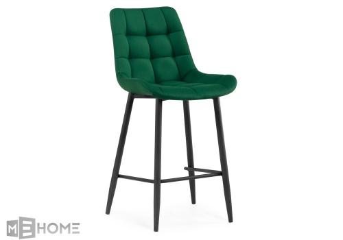 Фото Барный стул Woodville Алст велюр зеленый / черный