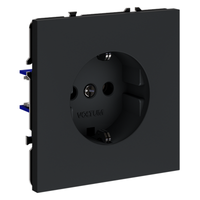 Фото Розетка встраиваемая с заземлением 16А Voltum S70, графит, VLS040107